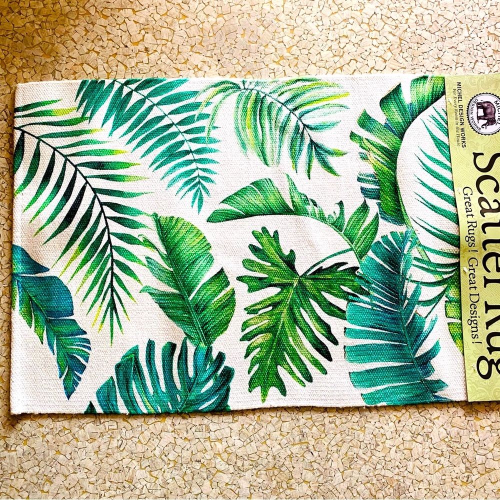 New Tropical palm leaves print Scatter Rug